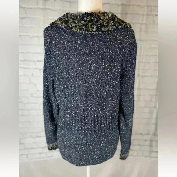 Cj Banks Speckled Knit Cardigan Soft Sweater Blue Button Women's Size L HOLIDAY - Picture 7 of 16